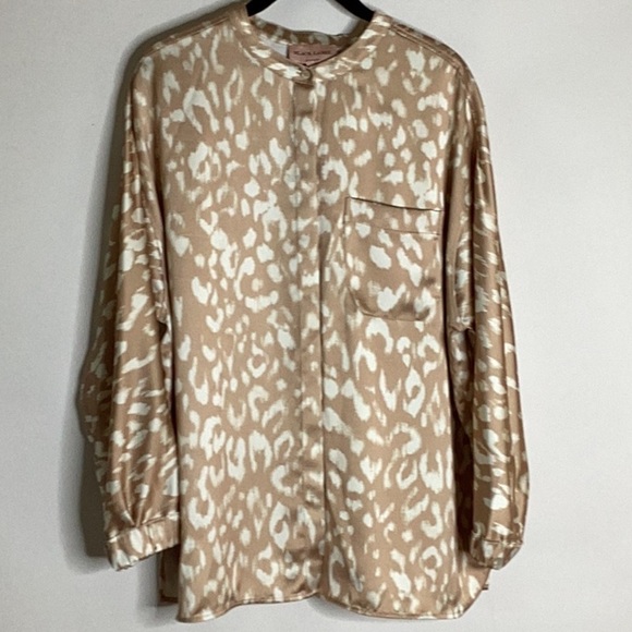 Black Label by Chico's Printed Tan/Cream Blouse/Shirt/Top in Size Large - Picture 2 of 13